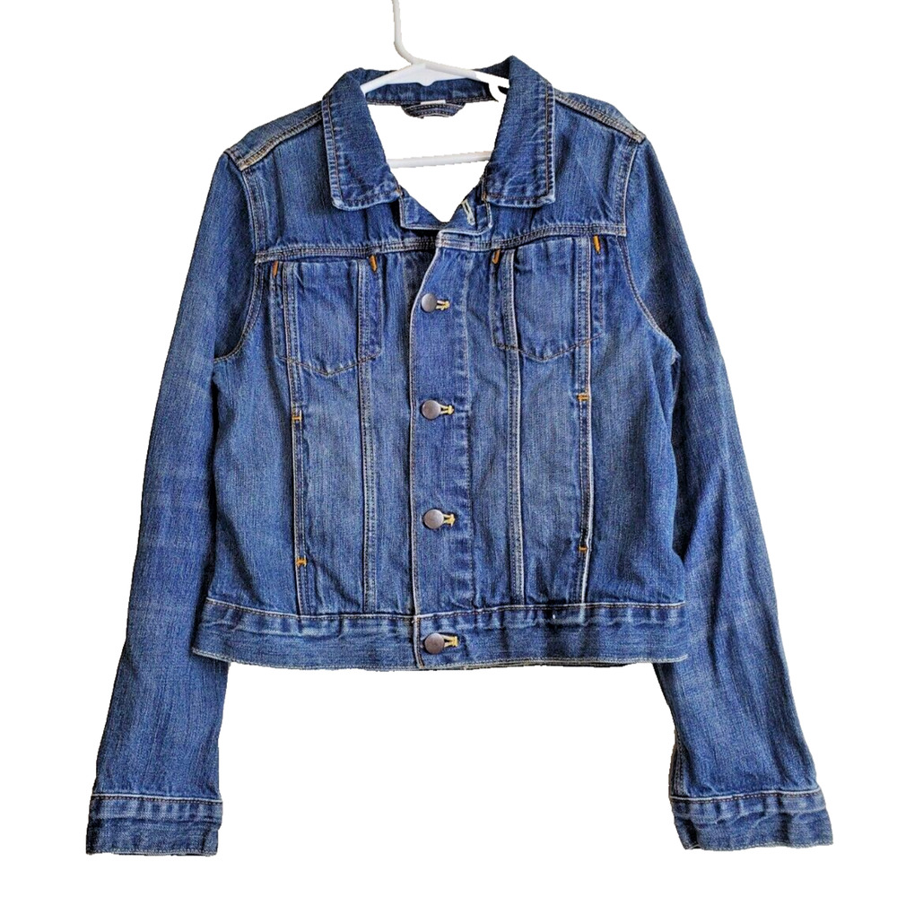 J‎ Crew Crewcuts Denim Jean Jacket Dark Blue Girls 10 Kids 100% Cotton